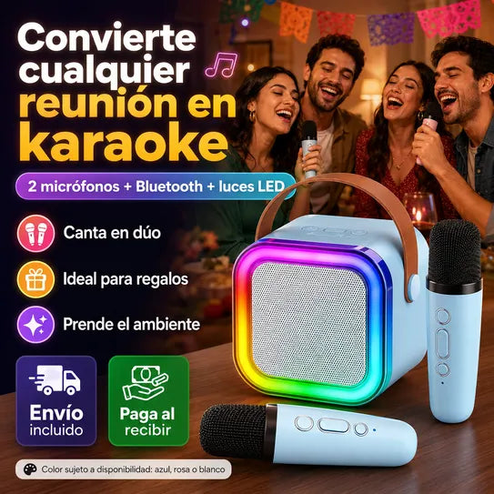 Mini Karaoke con 2 Micrófonos | Diversión para Casa, Fiestas y Regalos