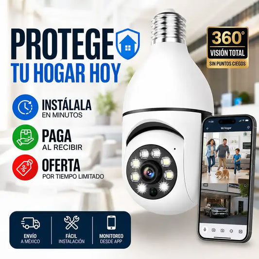 Cámara Foco 360° WiFi | Vigila desde tu celular lo que más te importa