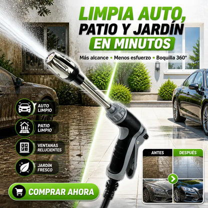 Una pistola multiusos para lavar patios, ventanas, pisos, paredes, jardín y también tu auto.